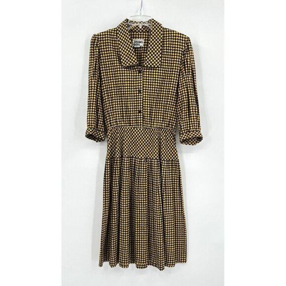 vintage 80s DROP WAIST DRESS gingham checkered secretary retro flannel M - Picture 3 of 7